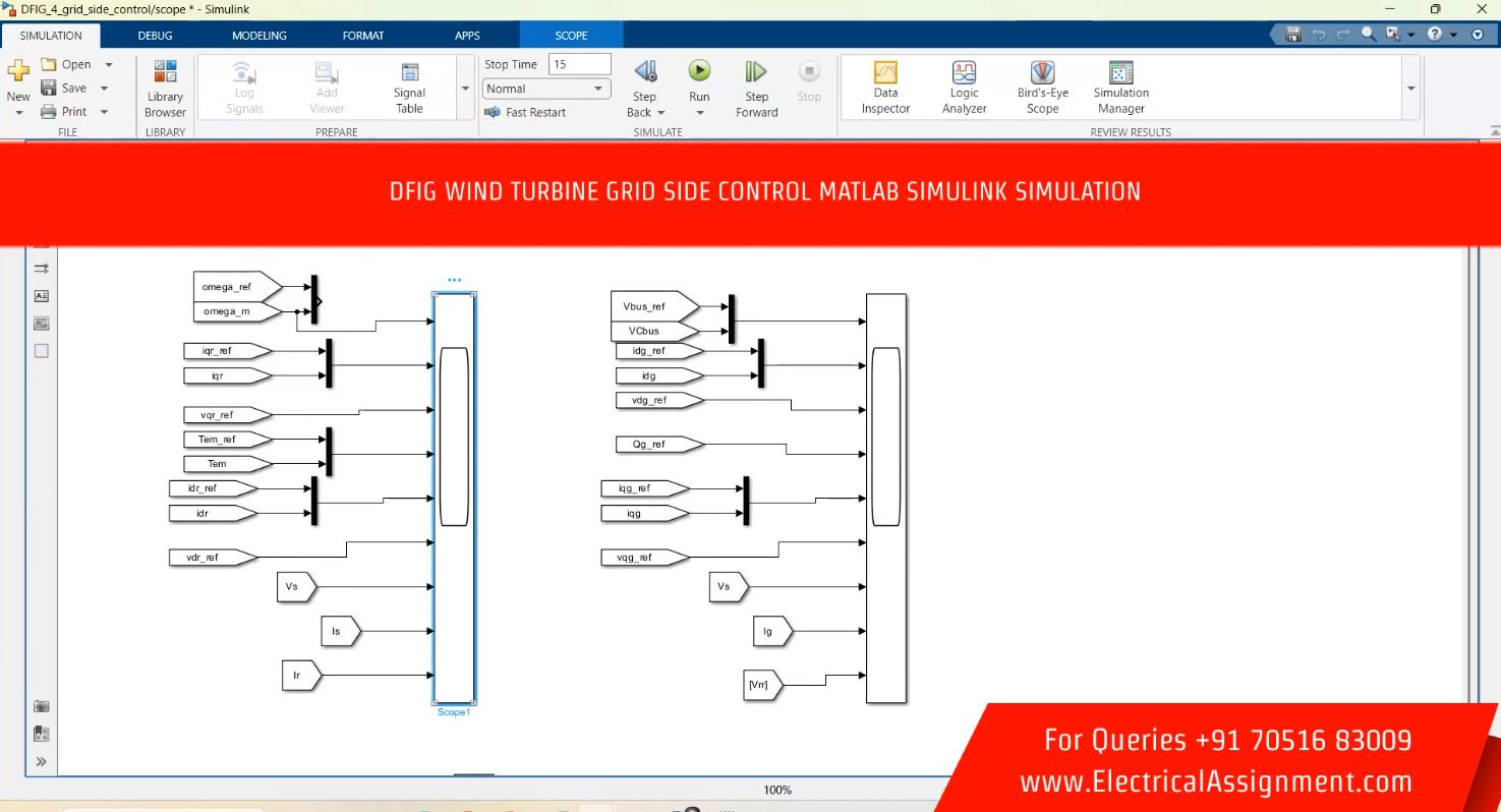 DFIG Wind Turbine Direct Control Strategy - MATLAB Simulink screenshot 5